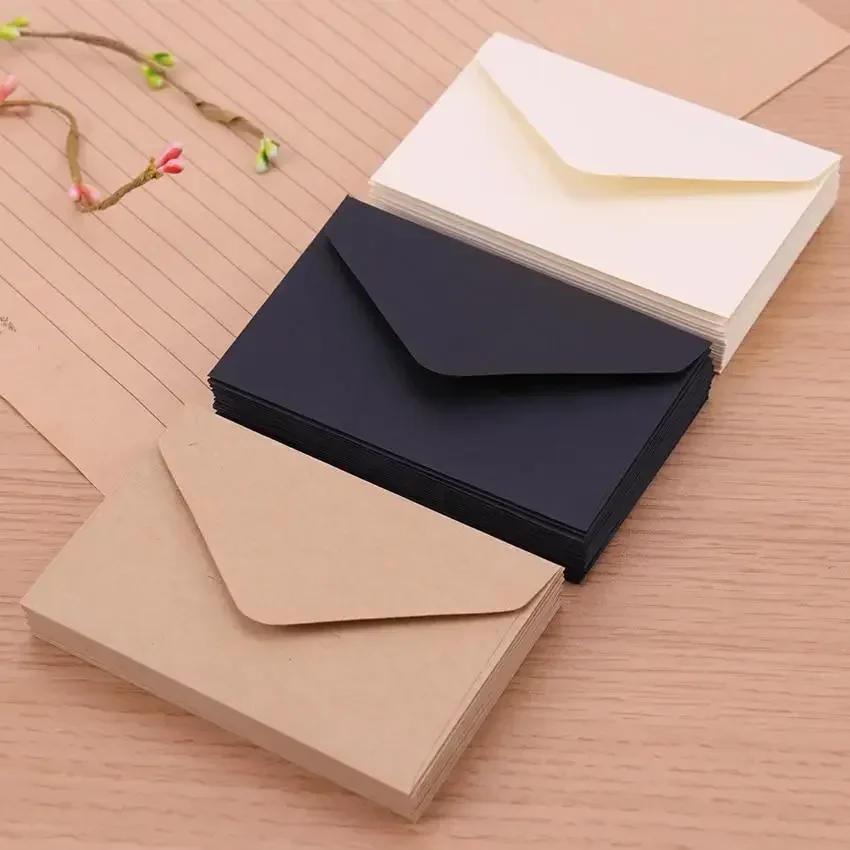 20Pcs 22x11cm Blank Mini Paper Window Envelopes Classical White Black Kraft Wedding Invitation Gift, mini envelopes,window envelopes