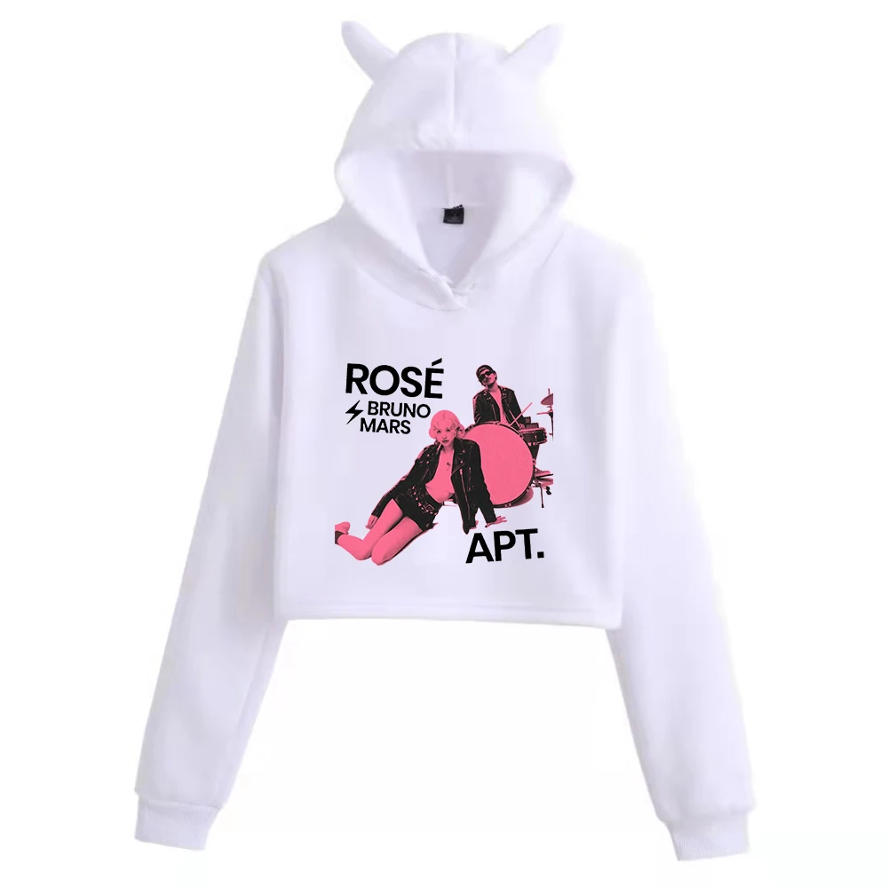 Rose Rosie APT. Bruno Mars Cat Ears Long Sleeve Crop Tops Girls Fashion Hoodie 2