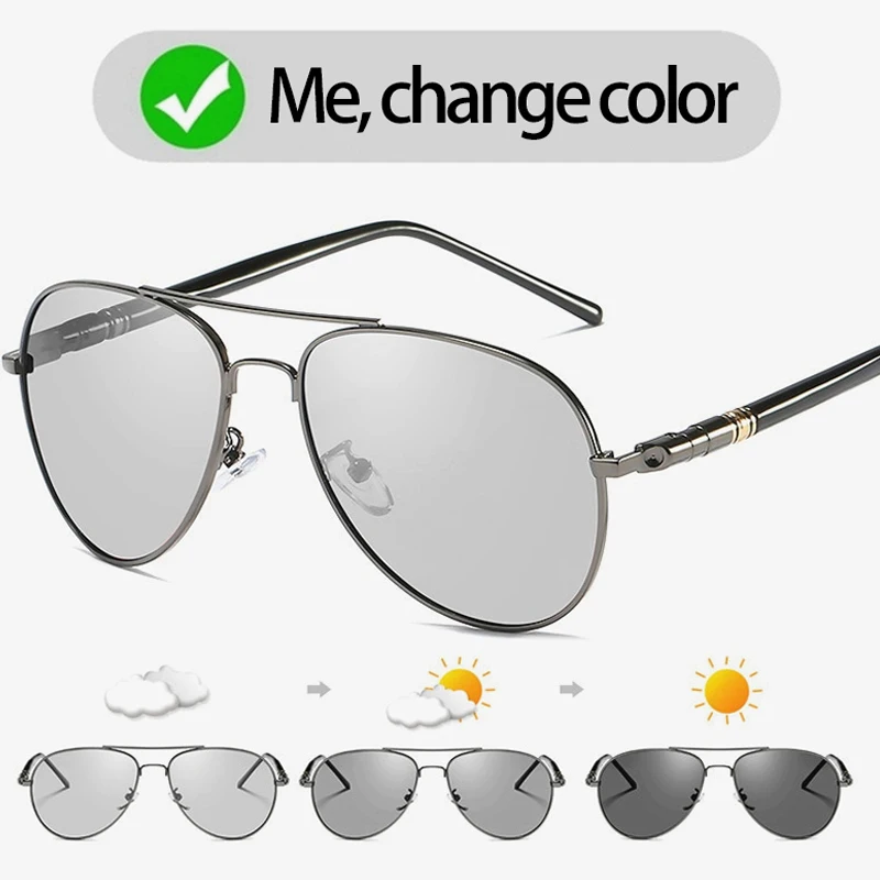 sonnenbrillen für herren sunglasses for men sunglasses Photochrome Sonnenbrille Männer Polarisierte Fahren Chameleon Gläser Männlichen Ändern Farbe Sonnenbrille Tag Nacht Vision Fahrer Brillen