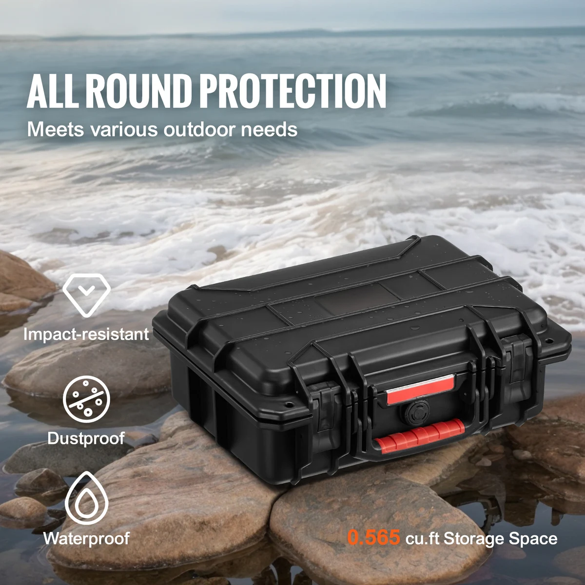 SucceBuy  IP67 Weatherproof Hard Case Heavy Duty Protective Case w/ Pre-cut Foam and Handles for Travel Hunting Military Cameras — view 2