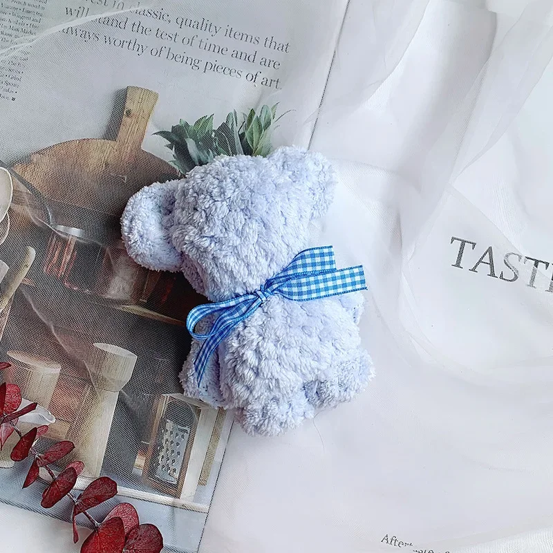 1PC-Bear Towel Coral Fleece Wedding Favors for Guests Bulk Bridesmaid Thanksgiving Gift christening souvenir-Random color