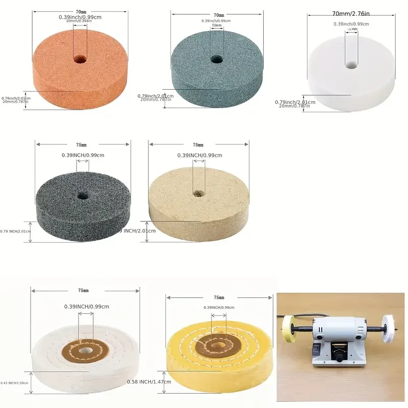 عجلة طحن مكونة من 7 قطع، مجموعة تلميع بقطر 3 بوصات...