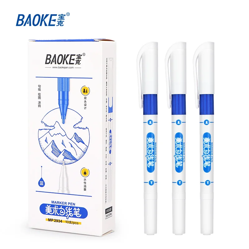 BAOKE MP2934 Dual Tip Art Marker Pen 10pcs 10pcs lot njm4560d jrc4560d 4560d 4560 dip 8 low noise audio dual operational amplifier ic 100% new original