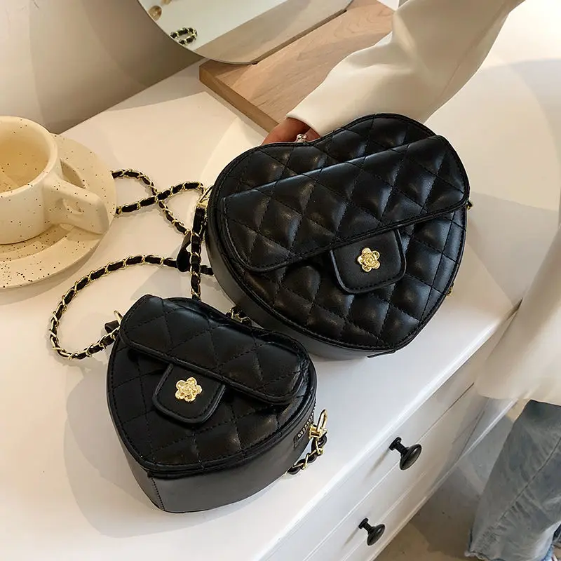 Women Heart-shaped Mini Crossbody Bag Luxury Designer Diamond Embroidery  Messenger Bags Simple Chain Shoulder Handbags Domil105