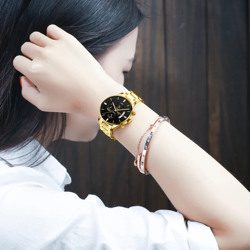NIBOSI Womens Wristwatch Rose Gold Luxury Watches for Ladies Waterproof Stainless Steel Quartz Woman Wristwatch Relogio Feminino