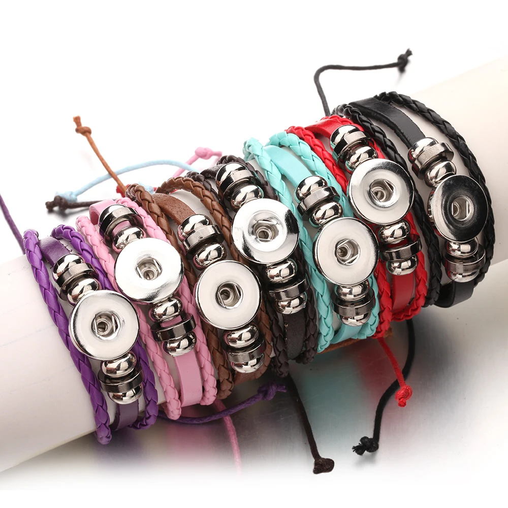 Bracelet Jewelry Leather Snap Button Bracelet 30 Colors