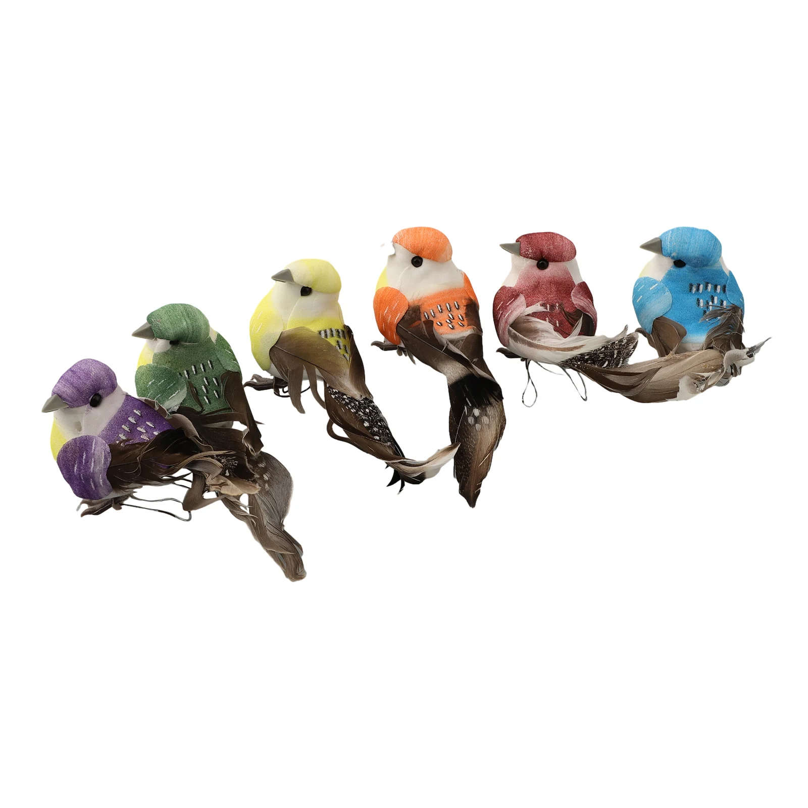 

6pcs/set Simulation Birds Perched Woodland Fake Feather Birds Wedding Home Garden Park Tree Decor DIY Decoration Parts