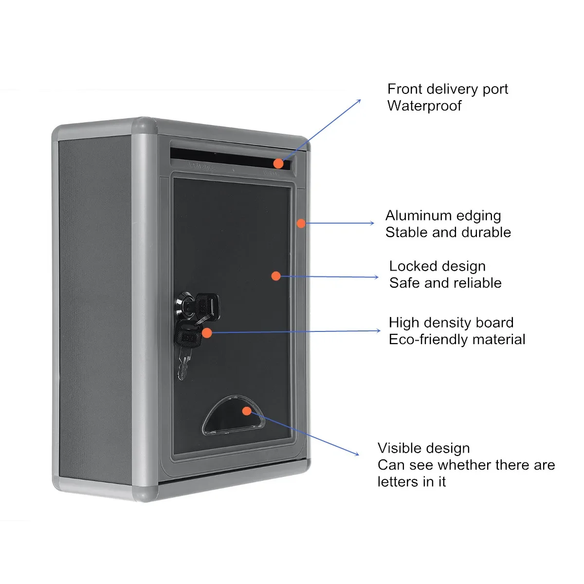 Aluminum Alloy Post Box Wall Mount Iron Mail Letter Holder Storage Outdoor Security Lockable Mailbox Home Balcony Garden Decor