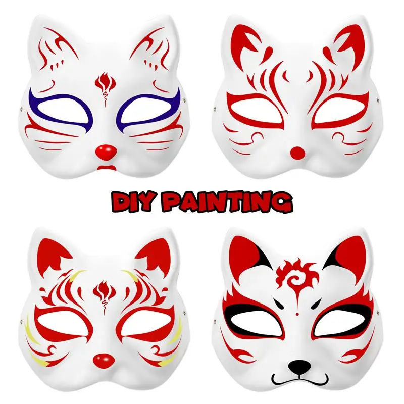 Masquerade Cat Face Masks DIY Party Masks Props Paintable Blank Party Cosplay Accessories 10/6/5/3pcs