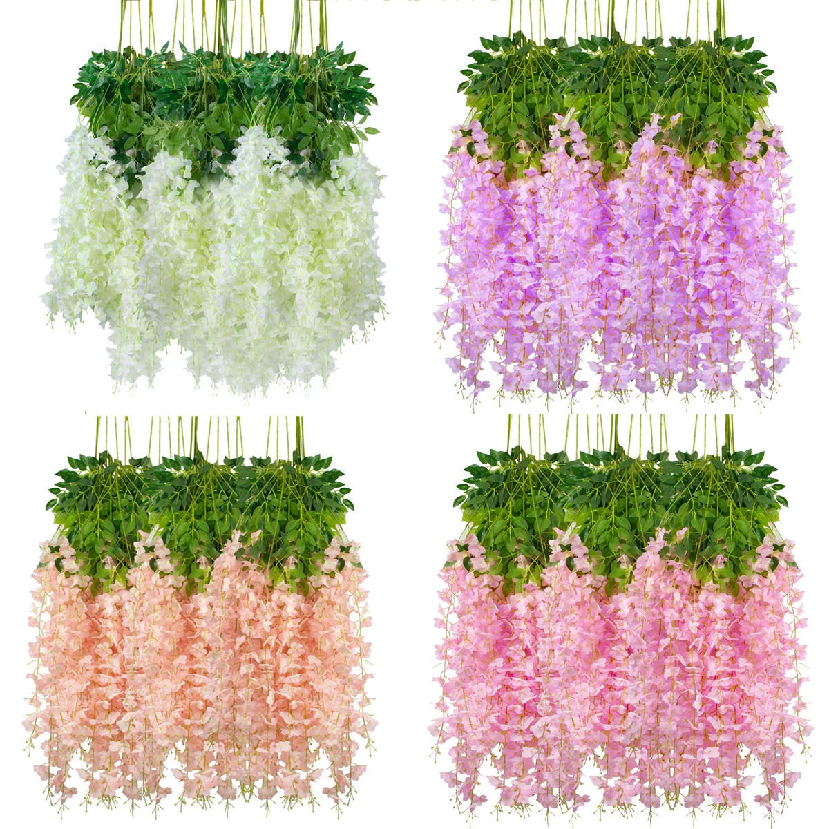 

12pcs Fake Wisteria Artificial Flowers String Hanging Garland Outdoor Wedding Garden Arch Decoration Home Party Decor