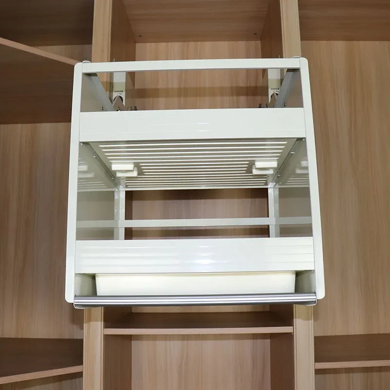 Cabinet double-layer damping lift basket lift, hanging cabinet wardrobe drop-down rack rack