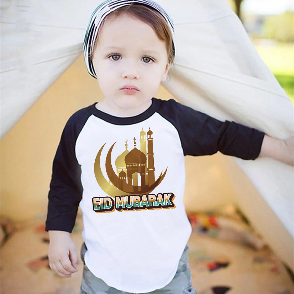 

Happy Eid Mubarak Childr T-Shirt Islamic Muslim Boys Girls Ramadan Outfit Clothes Kids T Shirts Eid Child Toddler Tops Tshirt