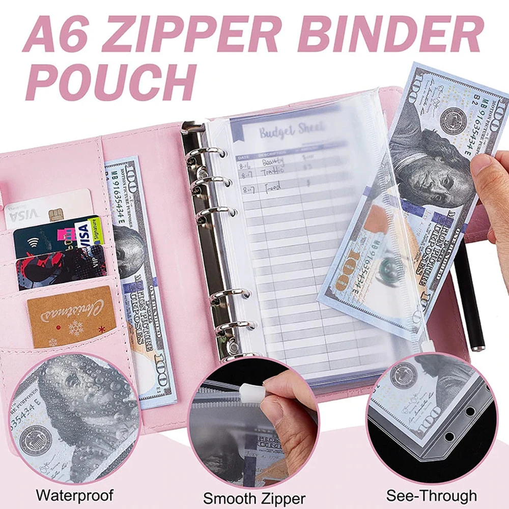 Budget Binder with Cash Envelope 25 Cash Envelope Categories Stickers 12 Budget Tracker Sheet 12 Money Pouch & A6 Loose Leaf