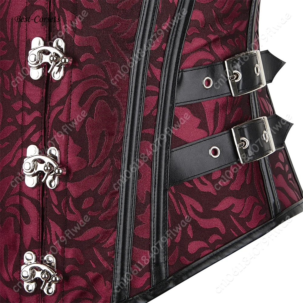 Corset for Women Bustier Faux Leather Corset Top Steampunk Gothic Corset Red