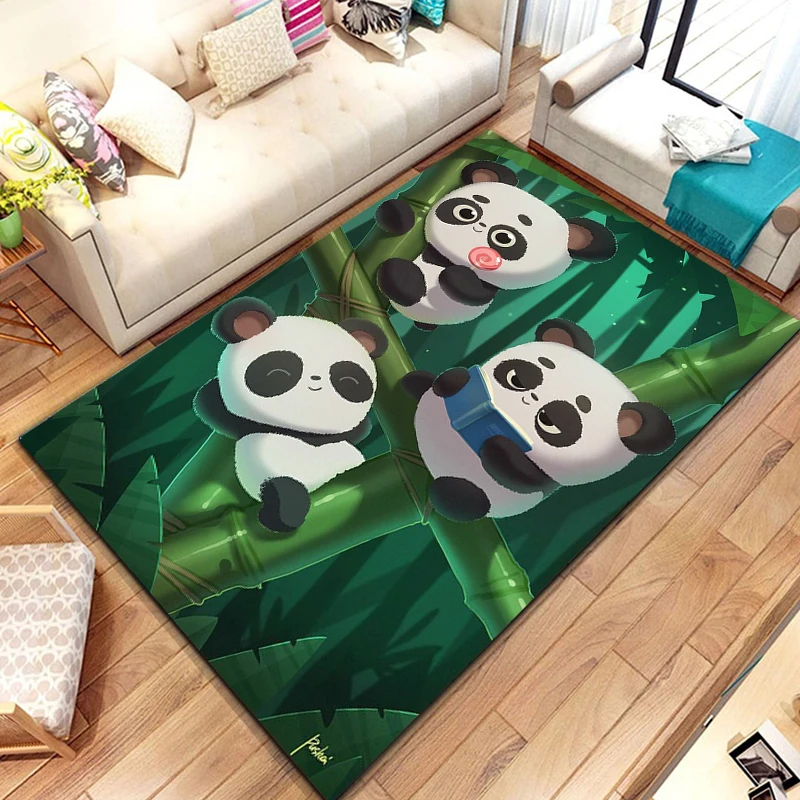 

3D мультяшный милый коврик с пандой, ковер для гостиной, спальни, дивана, придверного коврика, Кухонное украшение, детский нескользящий напольный коврик для игры