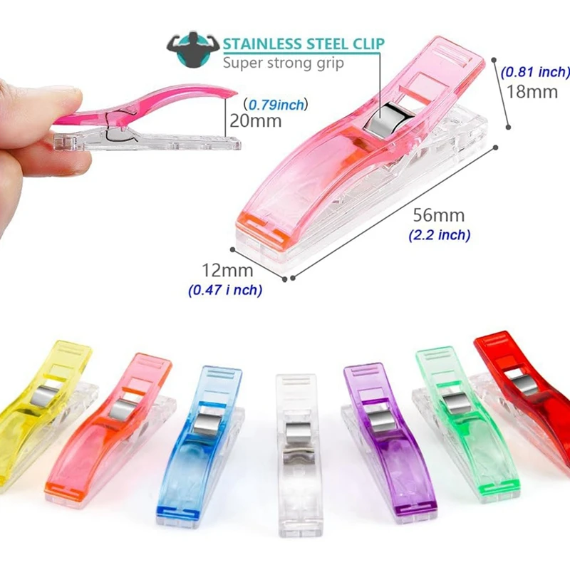 100 Piece Large Sewing Clips Fabric Clips Sewing Notions Plastic For Quilting Supplies Crafting Tools Jumbo Quilt