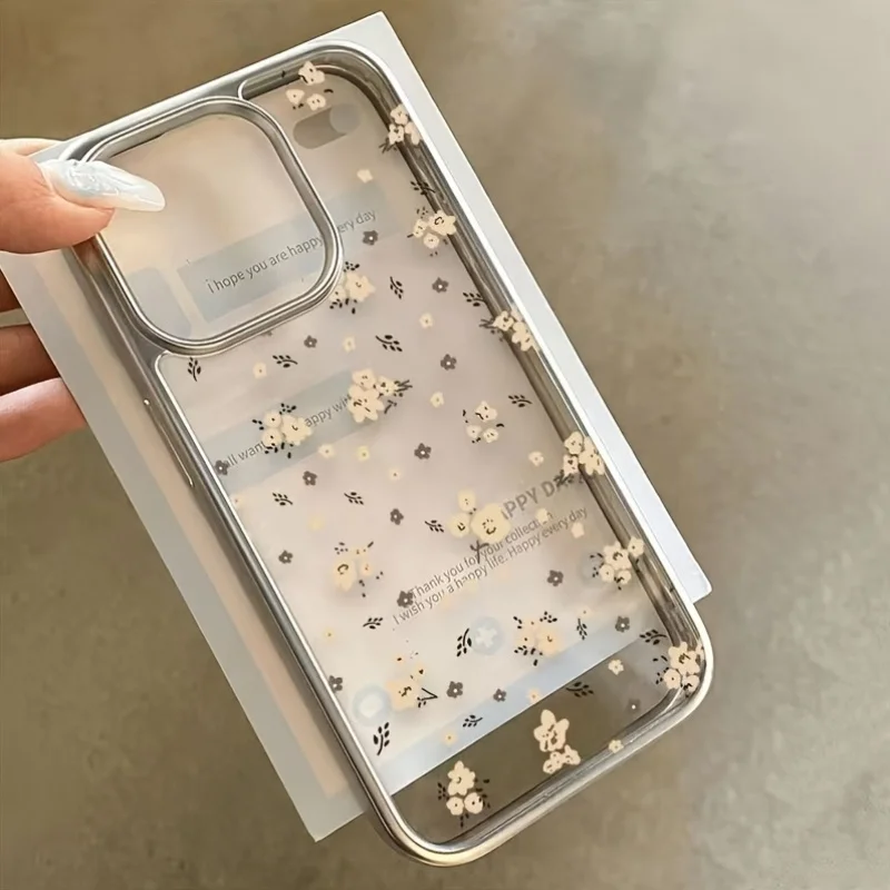 Luxury Plum Blossom Pattern Plating Transparent Phone Case