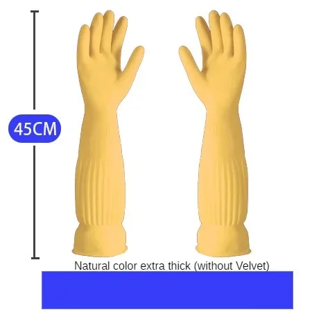 45cm long latex Dishwashing Gloves with thickened cow tendons and extended 38cm long laundry cleaning glue winter dishwashing gloves