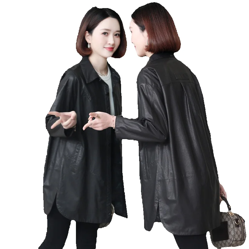 

Высококачественная повседневная рубашка из овечьей кожи растительного дубления сезон Новая модная кожаная куртка для женщин C