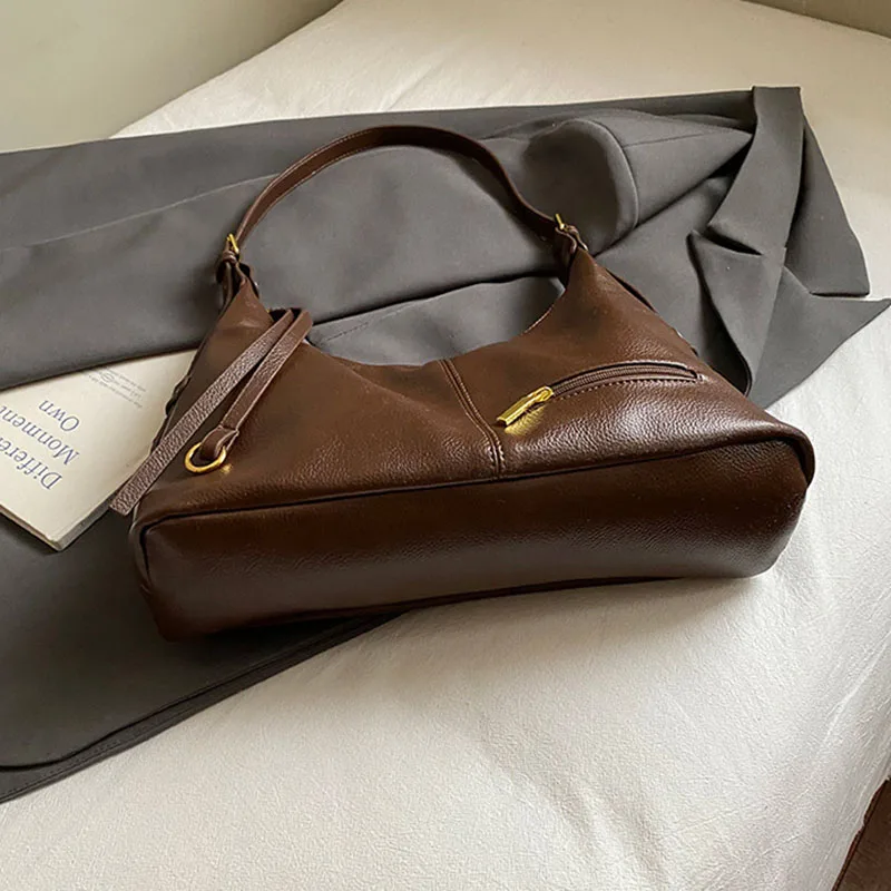 Korean Retro Pu Shoulder Bags For Women Luxury Designer Crossbody Bag Females Fashion Underarm Bags Handbags