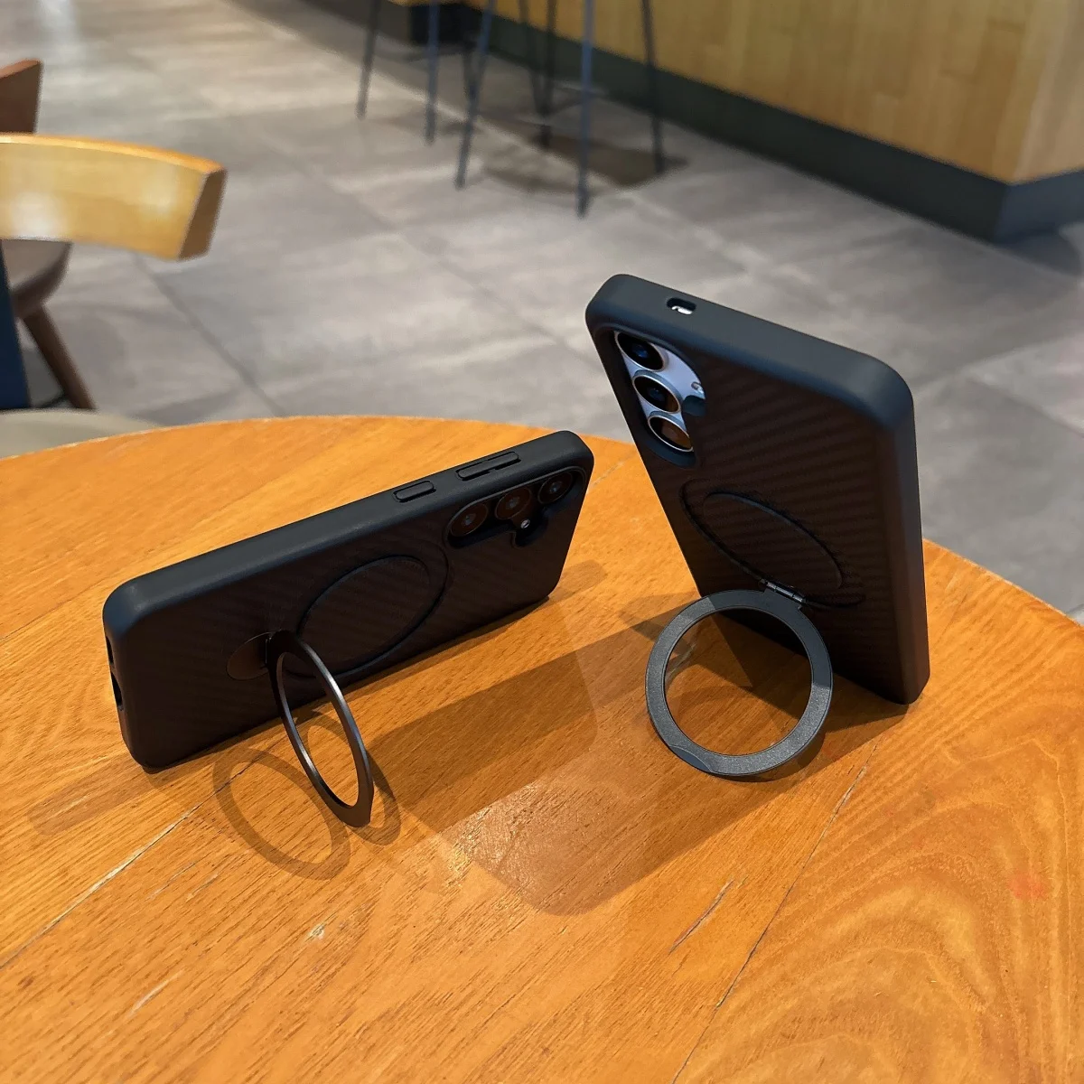 Versatile 360° Magnetic Stand Carbon Fiber Kevlar Phone Case with Magsafe Bracket