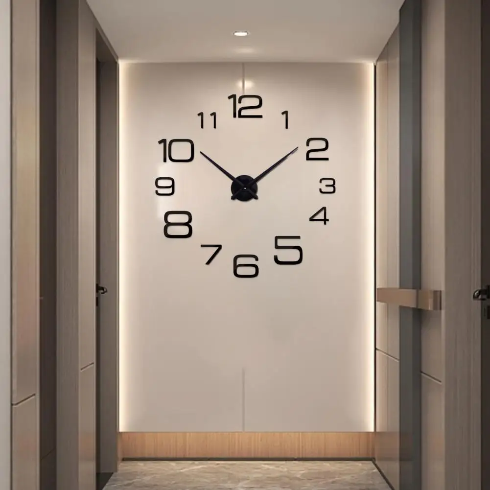 

Mute Clock Practical Large Numbers Adhesive Unframed Wall Sticker Clock Living Room Decor