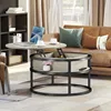 Round Lift Coffee Tables for Living Room with Hidden Storage Compartment, Modern Coffee Table with Storage for Home Office 4