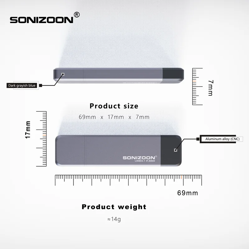 Sonizoon Pssd Usb3.1 128 256gb 512gb Portátil Unidade Flash de Estado Sólido Usb Usb Usb Usb Externo Caneta Drive Windows para ir - Imagem 2