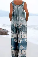 2024 European and American womens cross-border summer new digital printing jumpsuit fashionable ethnic style buttons - Image 2
