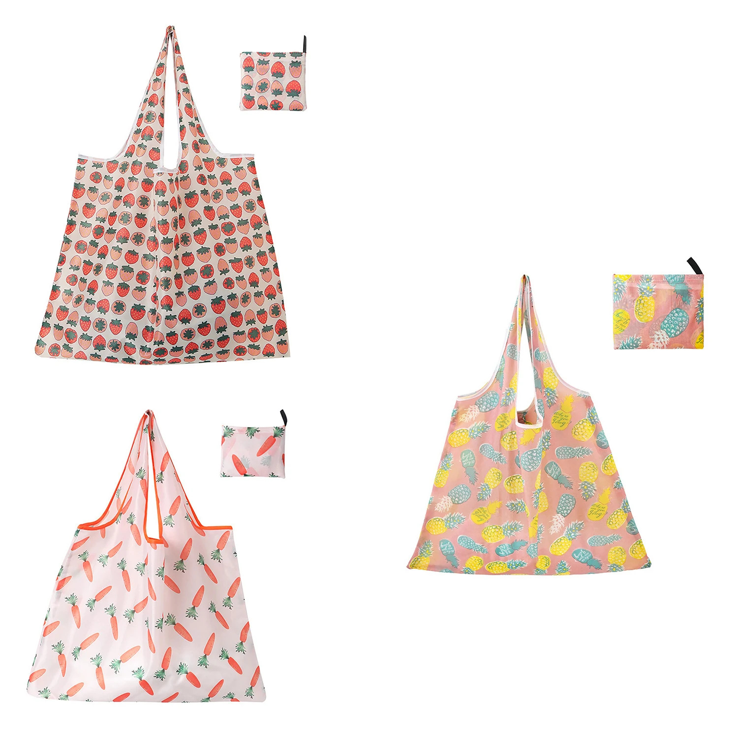 

Foldable Shopping Bag Reusable Travel Grocery Tote Bags Eco-Friendly Cute Fruit Plant Printing Portable Supermarket Shopping Bag