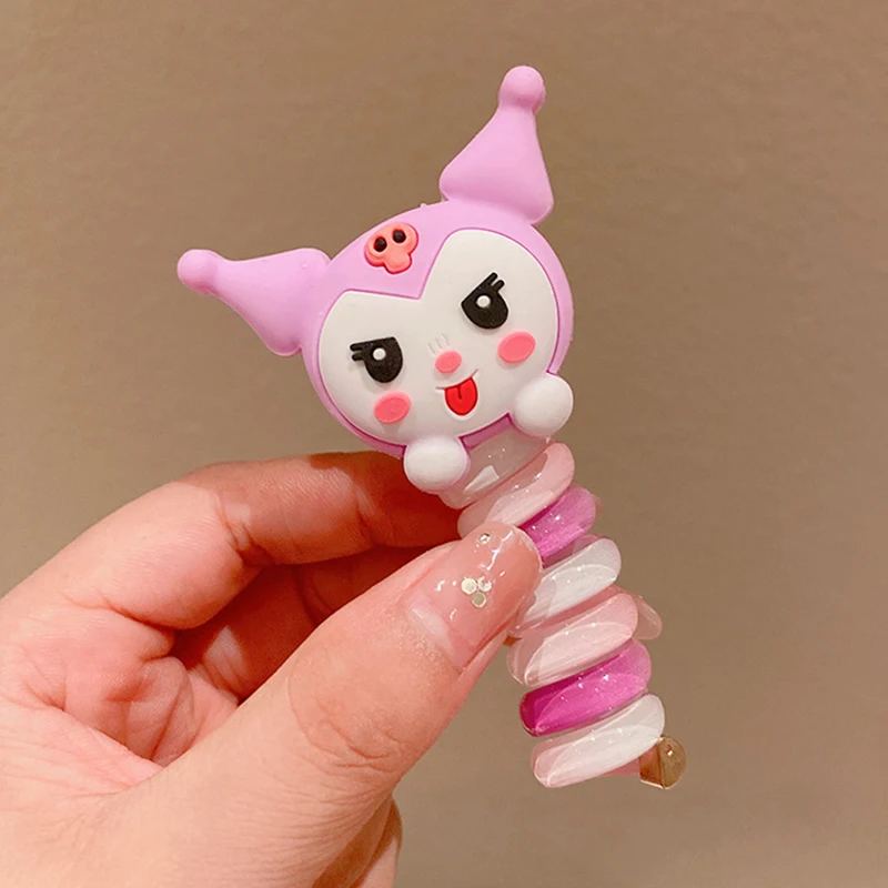 

Sanrio Мультяшные милые красочные фотообои для детей модные спиральные резинки для волос кавайные высокие искусственные резинки