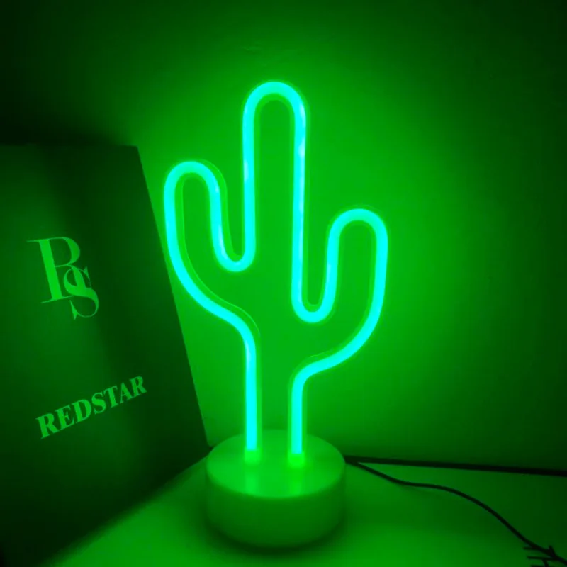 

Cactus Led Neon Signs Light USB 12V Flamingo Unicorn Wedding Bar Shop Window Room Home Decor Bulb For Christmas Gift Table Lamp