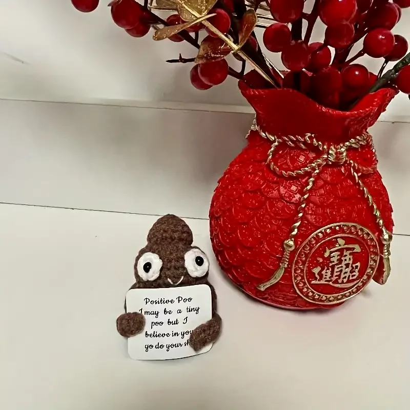 Creative Handmade Yarn Weaving With Positive Energy Funny And Cute Toy Poop Cards Gifts For Friends Christmas Gifts plush toy ornament crafts miniature figurines resin ornaments resin crafts plush knitting doll prank gift