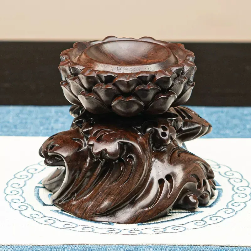 Solid Wood Round Root Carving Base, Cultural Toy Walnut Base, Mahogany Spherical Decoration, Gourd Base, Ball Bracket