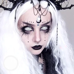 White Blind Block Colored Contact Lenses for Anime Cosplay and Eye Makeup (Blind White)