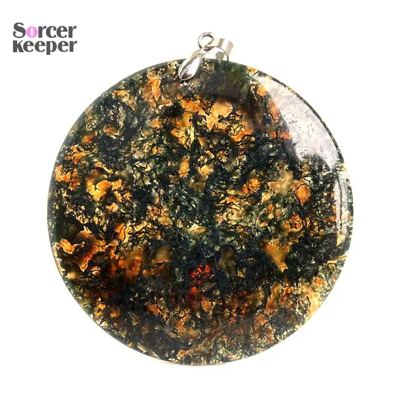 

Natural stone Grass Moss Agate pendant Round shape Pendants for Jewelry Making DIY Necklace Accessories For Woman Gift BK765
