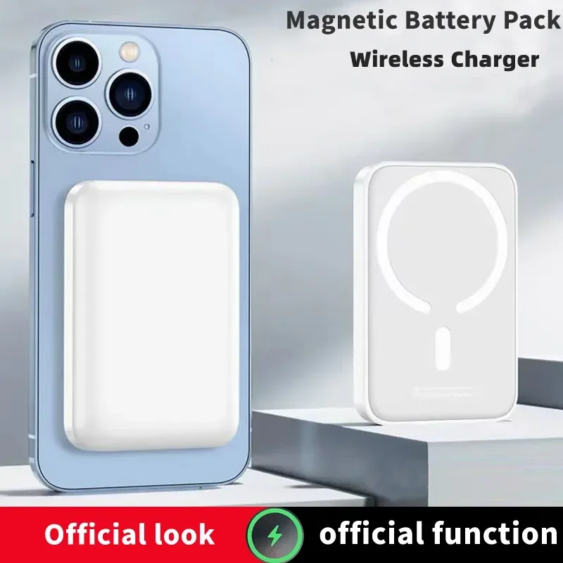 

Portable Macsafe Auxiliary Spare External Magnetic Battery Pack Power Bank Wireless Charger For iphone 12 13 14Pro Max Powerbank
