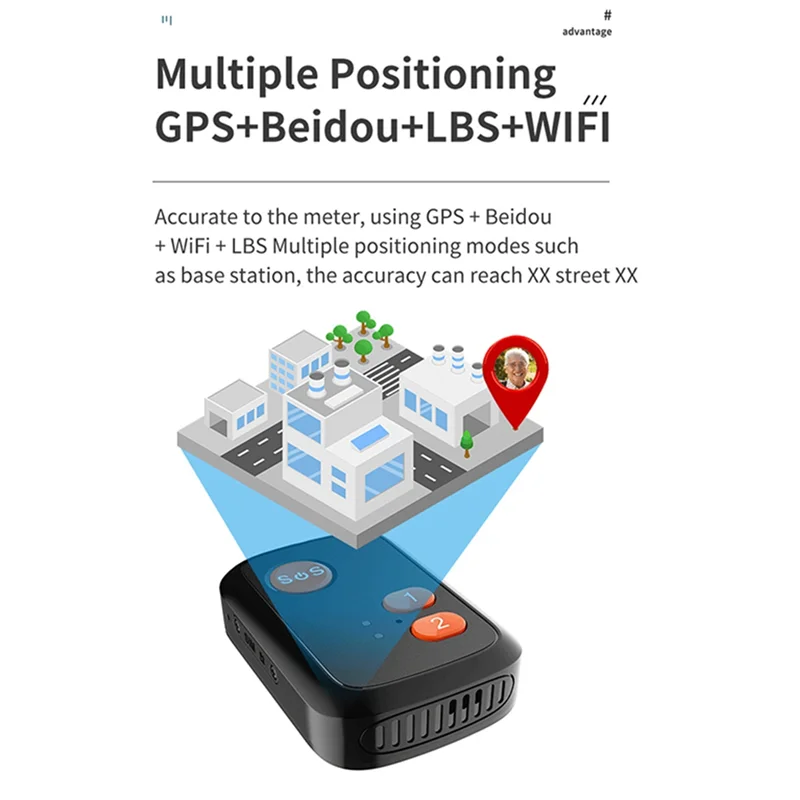 GPS + Beidou Tracker RF-V51 WIFI Compatible with 4G LTE/3G WCDMA/2G GSM SOS Alarm Two-Way Voice Tracking Waterproof(A) G