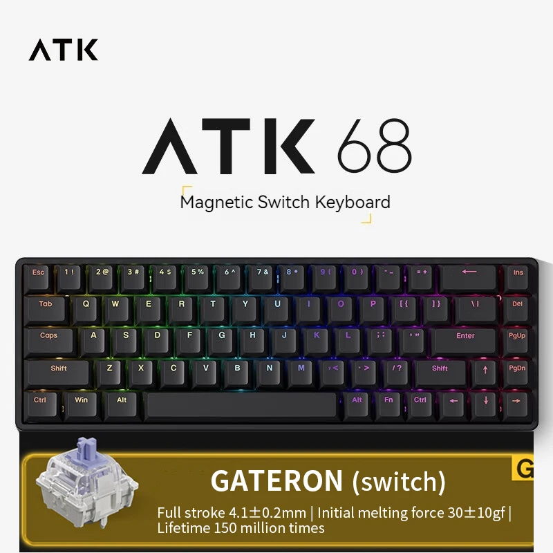 Atk-メカニカルキーボードatk68,磁気スイッチ,rgb, pbt,速度x,クイック 