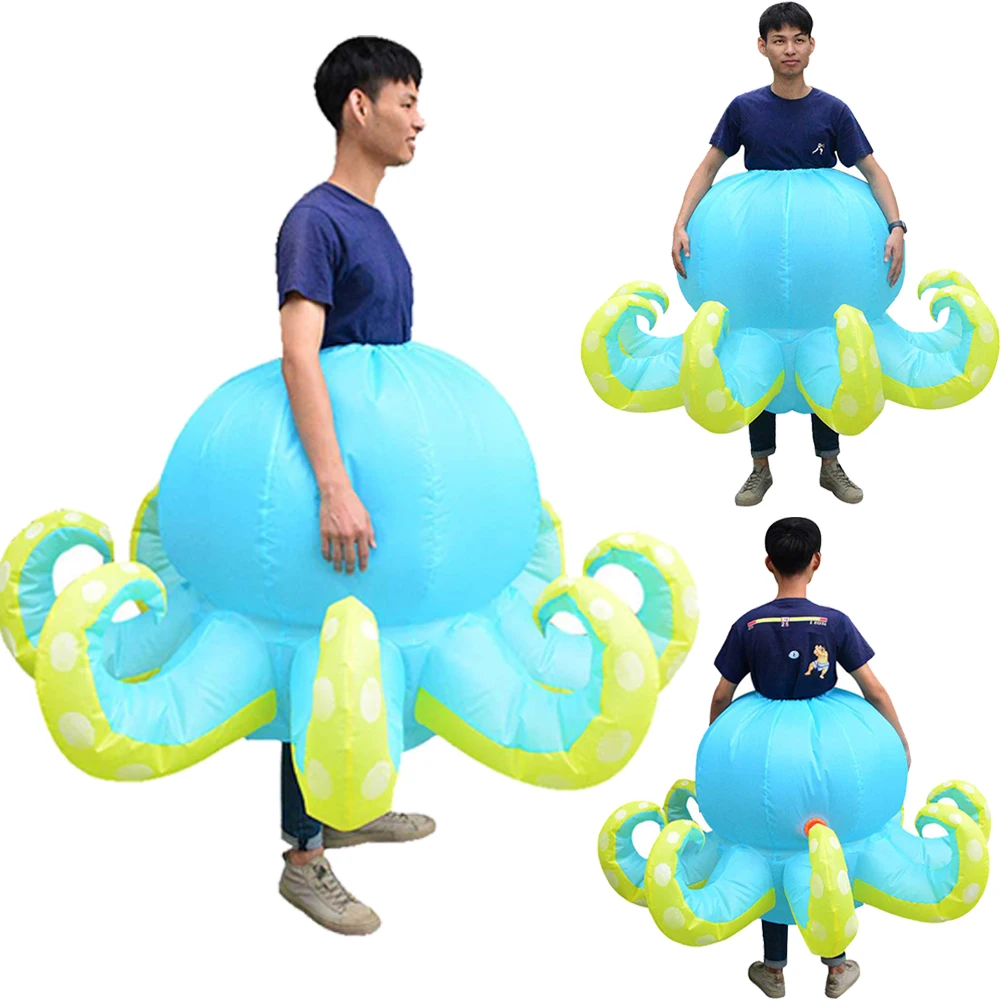 

Men Women Halloween Octopus Cosplay Inflatable Costume Fancy Full Body Blow Up Clothes Outfit Halloween Carnival Role Play Suit