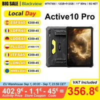 Tablettes robustes Blackview Active 10 Pro 11 pouces 90Hz FHD Réseau 5G MTK 7300 12 Go de RAM 512 Go de ROM Batterie 30000 mAh Caméra 108 MP 1
