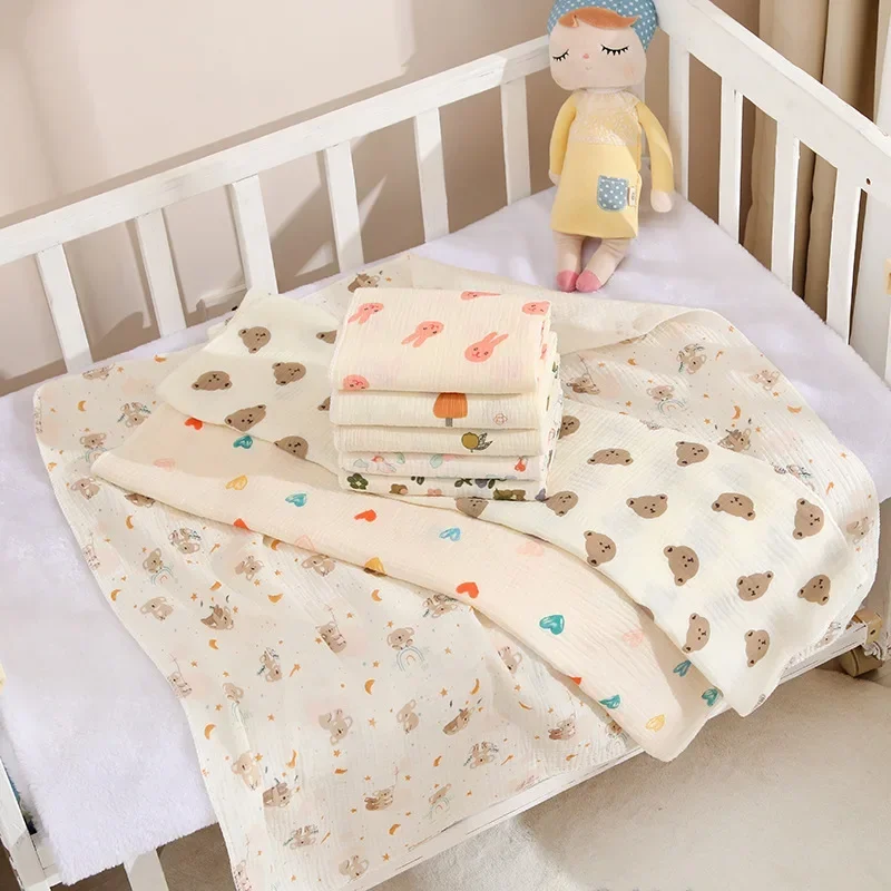 Swaddle blanket baby double layer muslin cartoon print 80*80cm