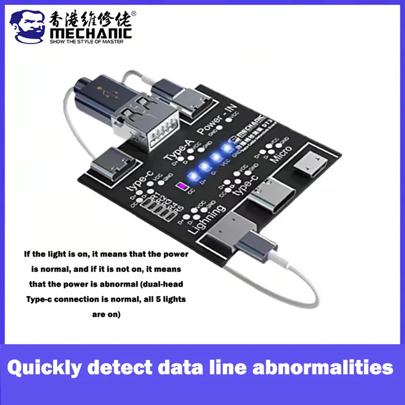 MECHANIC DT3 ON-OFF Data Cable Detection Board For iPhone Android Data Cable Type-C Micro Lightning Data Switching Test Board