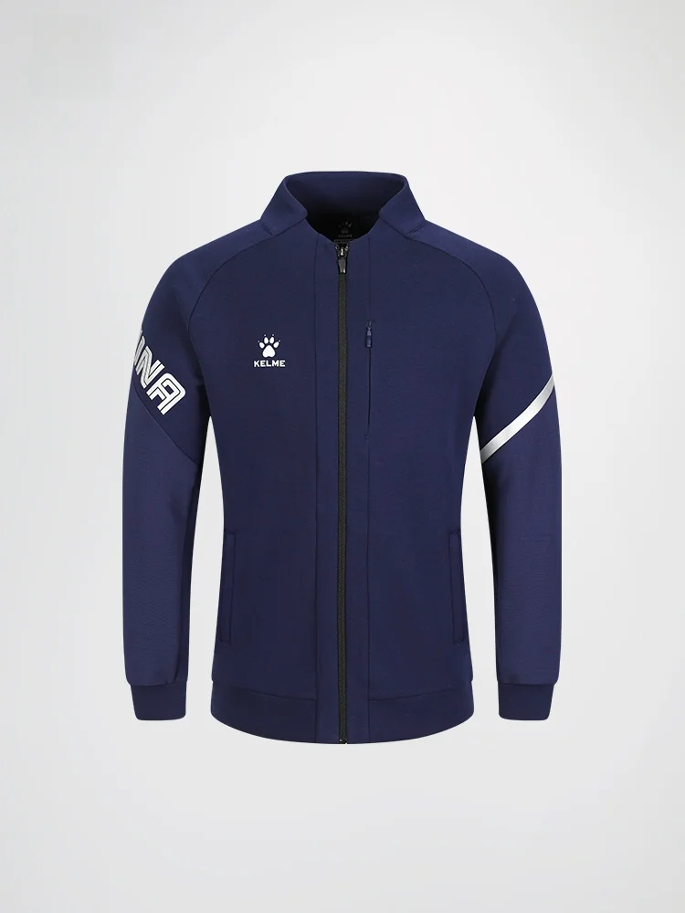 켈미 남성 니트 자켓 풋볼 칼라 오픈 가디건 스포츠웨어 팀 유니폼 상의 가을 겨울 캐주얼 의류