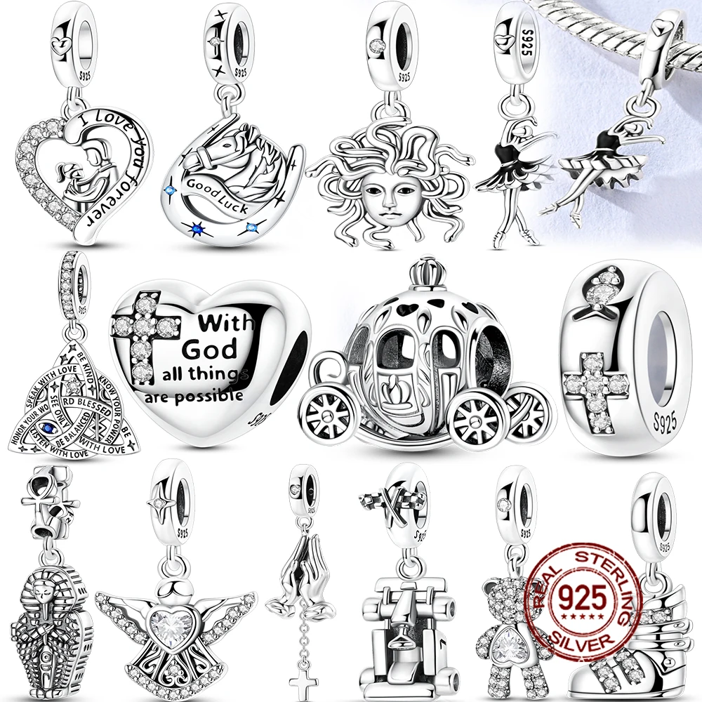 Charms Fit Original 925 Sterling Silver Beads Bear Kart Family Tree Charms for Bracelet Pendant Women Jewelry Gifts