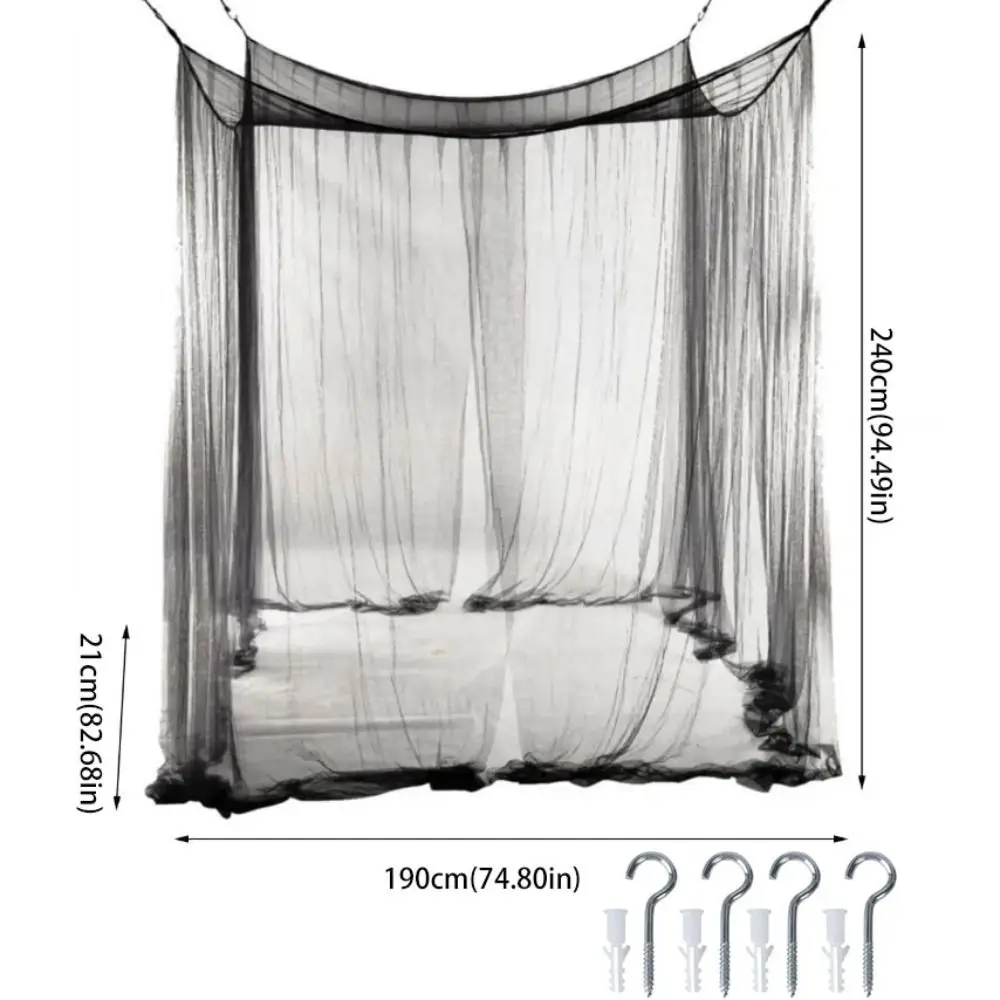 Household Four Door Sexy Mosquito Net Breathable 4-Corner Insect Prevention Bed Tent Square Polyester Mesh Bed Canopy Summer