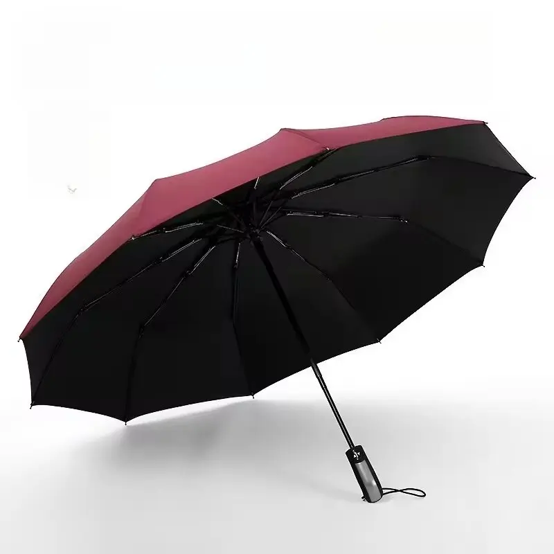 Folding Vinyl Umbrella Ten-Bone Umbrella Strong Windproof Rainproof For Business Use