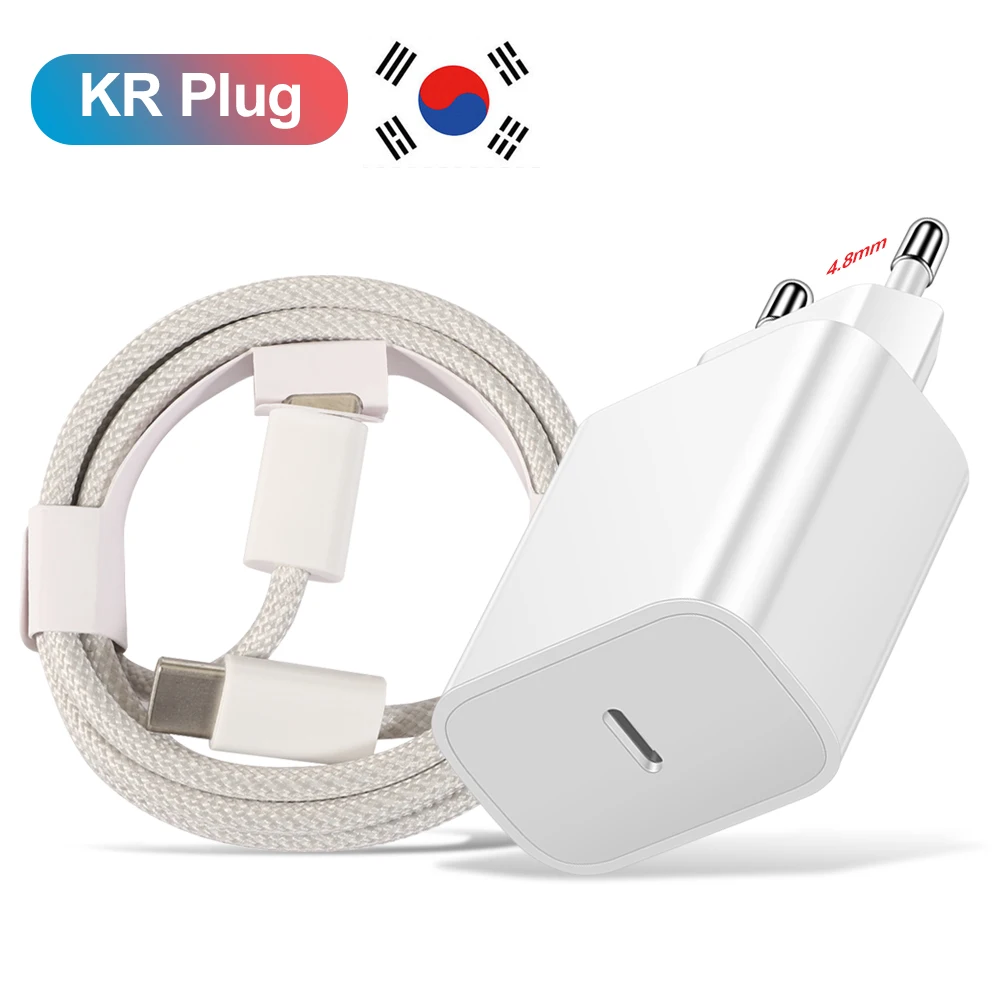 20W PD Korean USB C Type C Charger For iPhone 15 Fast Charging Cable For Xiaomi Redmi Note 12 Samsung S23 Ultra Type C Phone