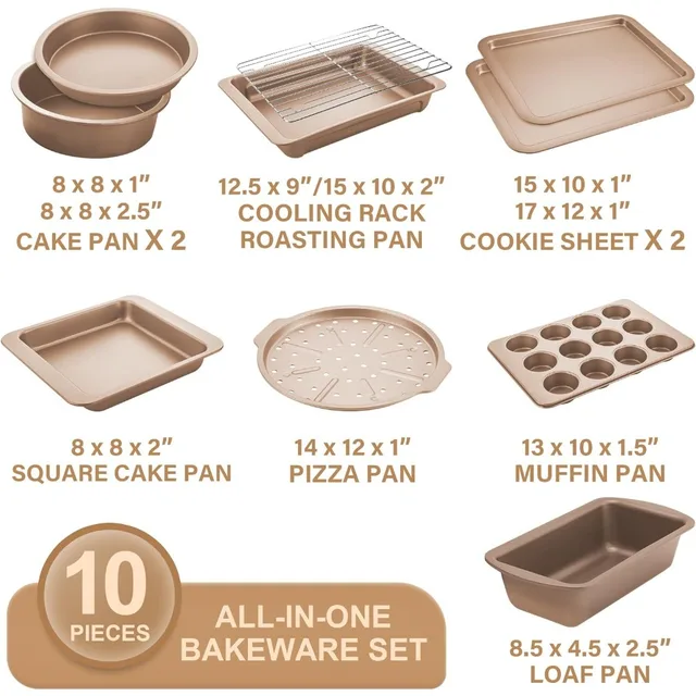 Stainless Steel Baking Set 6-Piece Nonstick Bakeware Set Cake