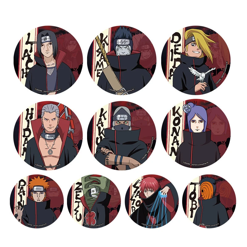 

Anime NARUTO Akatsuki Uchiha Itachi Nagato Pain Deidara Hoshigaki Kisame Cosplay Badge Pin SPTE Tinplate Brooch Accessories Prop